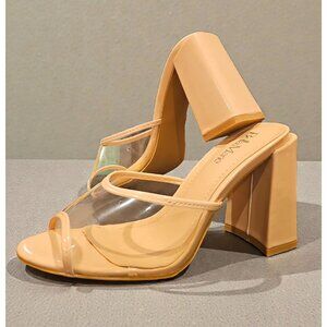 Transparent Clear Nude Block Heel Sandals